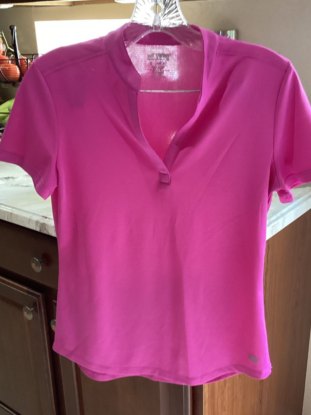 Reel Legends Bright Hot Pink Short Sleeve V‑Neck Polo